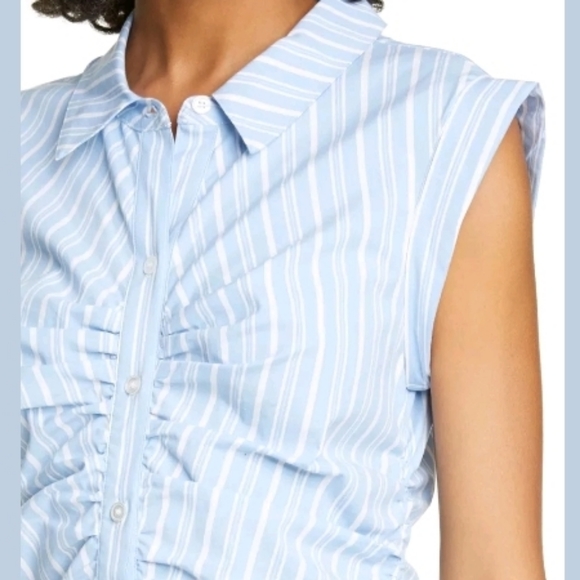 NEW Veronica Beard Blue Ferris Ruched Shirtdress 8 - Picture 4 of 11